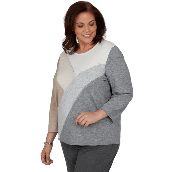 Plus Size Alfred Dunner Regent Street Studded Color Block Sweater