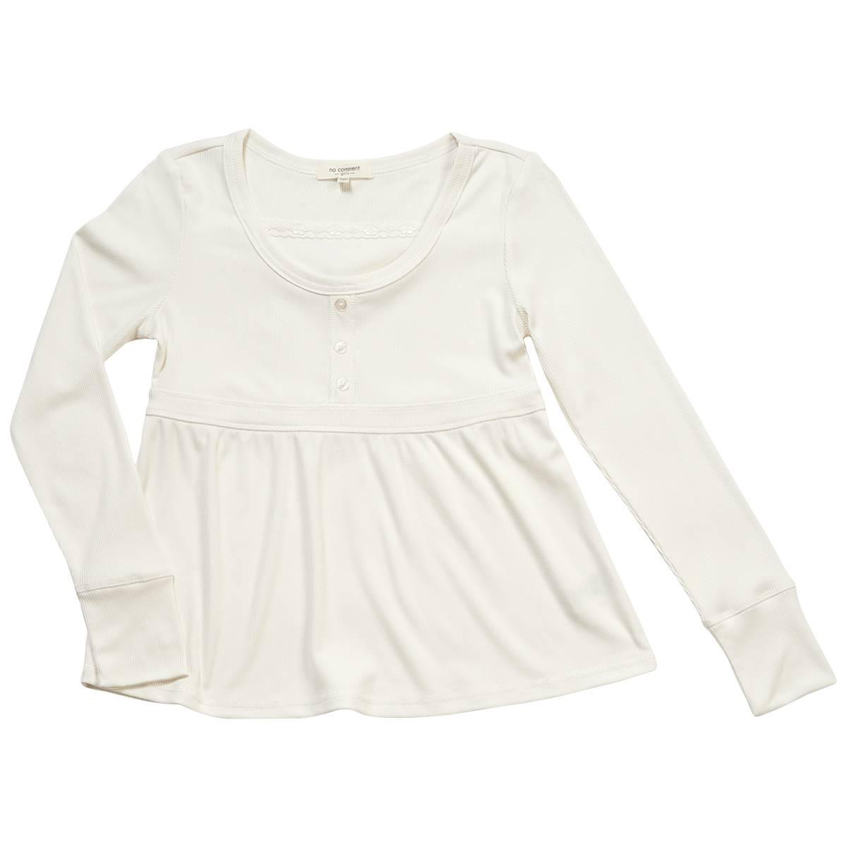 Girls (7-16) No Comment Long Sleeve Button Front Babydoll Top