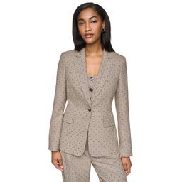 Womens DKNY Long Sleeve One Button Embellished Houndstooth Check