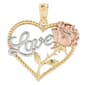 Gold Classics™ Tri-Color Gold Heart Center Love & Rose Pendant - image 2