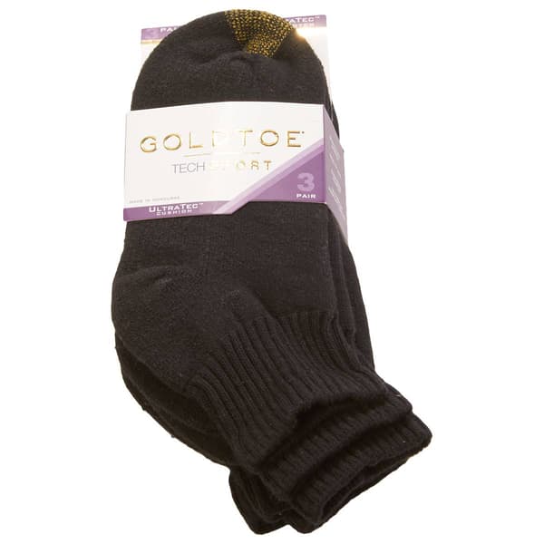 Womens Gold Toe® 3pk. Black Ultra Tec Quarter Socks - Boscov's