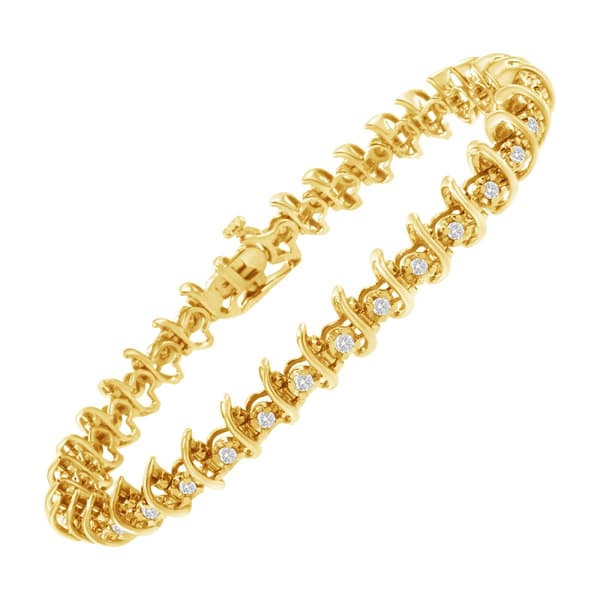 Diamond Classics™ 10kt. Gold Prong Set Diamond Link Bracelet