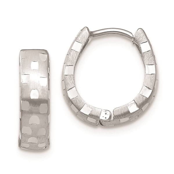 Gold Classics&#40;tm&#41; 14kt. White Gold Diamond Cut Hoop Earrings - image 