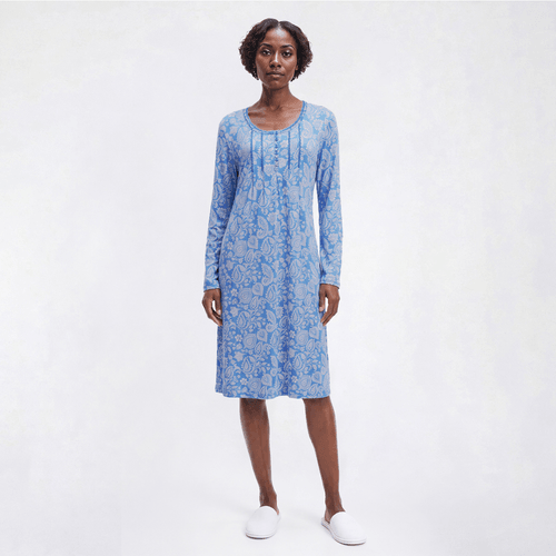 Womens White Orchid Long Sleeve Paisley Nightgown - image 