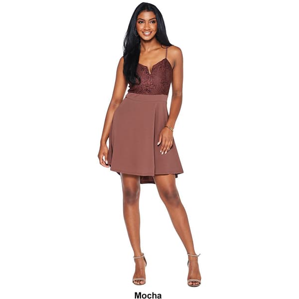 Juniors Almost Famous™ Lace V-Neck High Low Skater Dress