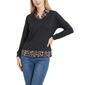 Womens NY Collection Long Sleeve Solid Hacchi 2Fer W/ Animal Pri - image 1