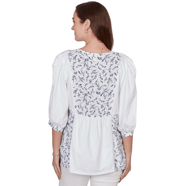 Petite Ruby Rd. French Riviera 3/4 Sleeve Mixed Floral Blouse