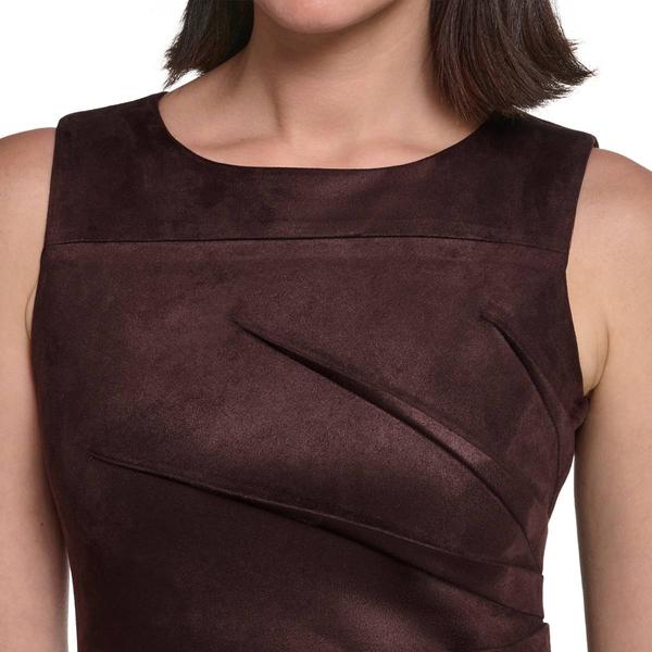 Womens Calvin Klein Sleeveless Crepe Solid Sunburst Sheath Dress