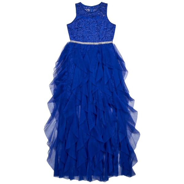 Girls (7-16) Rare Editions Glitter Lace Walk Through Dress - image 