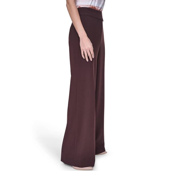 Womens Calvin Klein Mid Rise Side Button Wide Leg Dress Pants