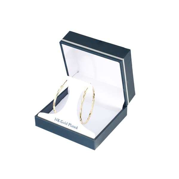 40mm Gold Over Brass Diamond Cut Hoop Earrings
