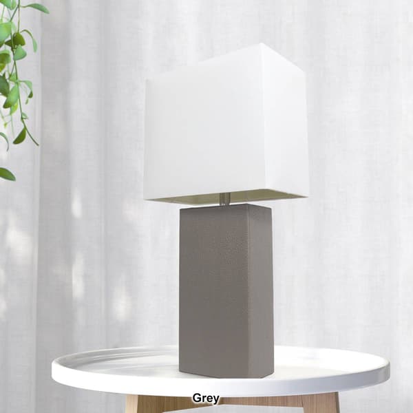 Lalia Home Lexington 21in. Leather Base Modern Home Table Lamp