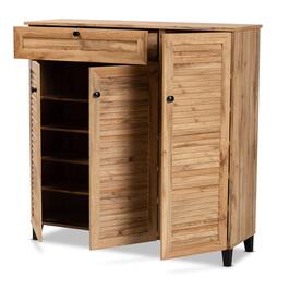 Baxton Studio Coolidge 3-Door Shoe Storage Cabinet w/ Drawer