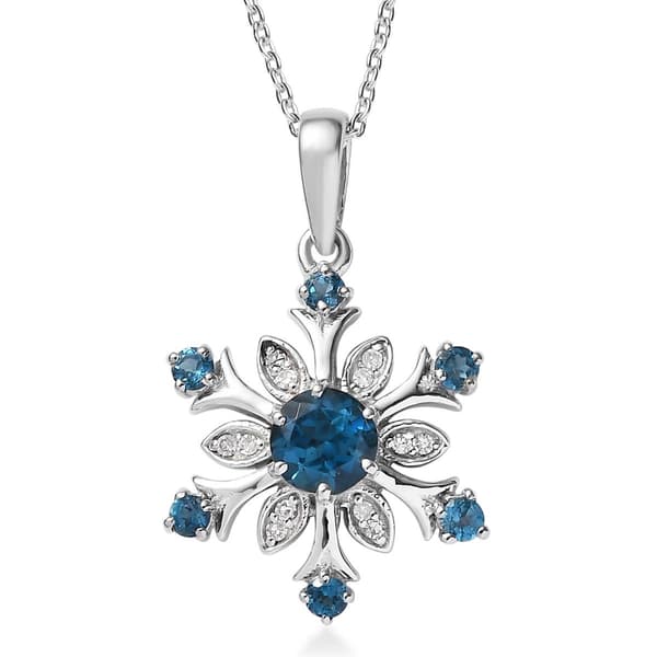 Gemstone Classics(tm) Blue Topaz Lab Grown Diamond Snowflake Pendant