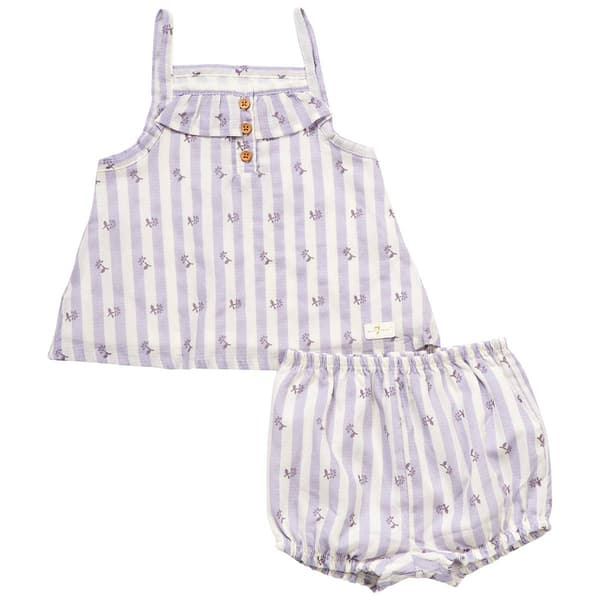 Baby Girl &#40;12-24M&#41; 7 For All Mankind&#40;R&#41; Stripe Flower Shorts Set - image 