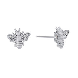 Athra Sterling Silver Cubic Zirconia Bumble Bee Stud Earrings