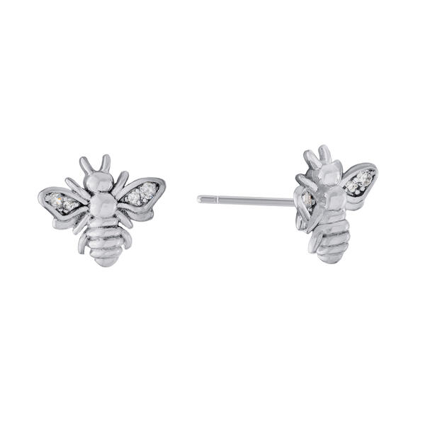 Athra Sterling Silver Cubic Zirconia Bumble Bee Stud Earrings - image 