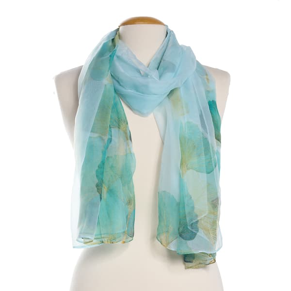 Womens Renshun Teal Floral Oblong Scarf