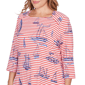 Plus Size Ruby Rd. Must Haves II 3/4 Sleeve Stripe Sailboat Tee - image 5