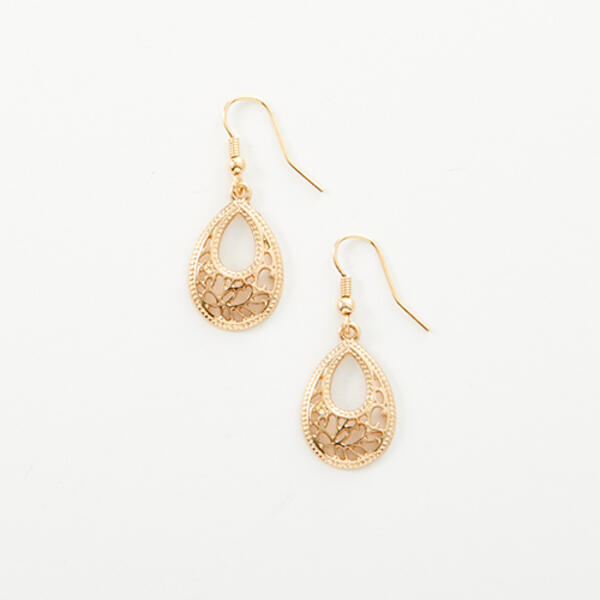 Design Collection Gold Plated Small Filigree Drop Earrings - image 