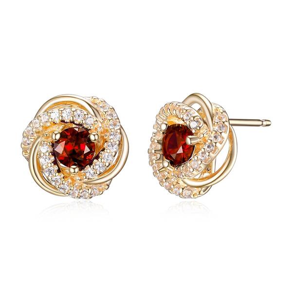 Forever Facets 18kt. Gold Plated January Knot Earrings - image 