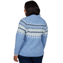Plus Size Skye’s the Limit Icy Blue Sparkle Fair Isle Sweater