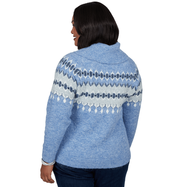 Plus Size Skye’s the Limit Icy Blue Sparkle Fair Isle Sweater