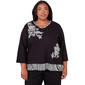 Plus Size Alfred Dunner Opposites Attract Flower/Animal Trim Top - image 1