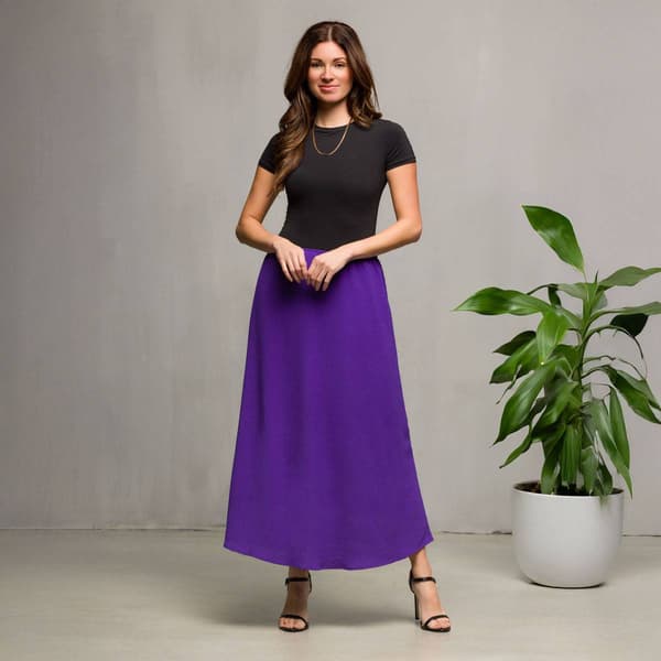 Womens 24/7 Comfort Apparel Elastic Waist A Line Maxi Skirt