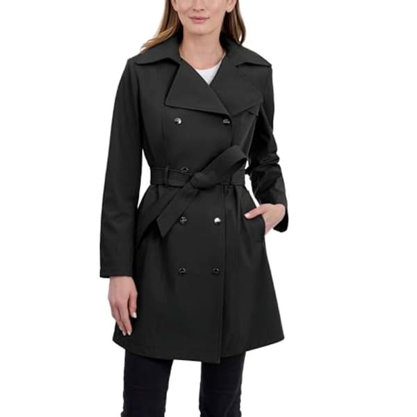Womens Calvin Klein Double Breasted Belted Trench Coat