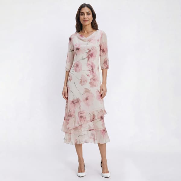 Womens Rabbit Rabbit Rabbit Elbow Sleeve Chiffon Midi Dress