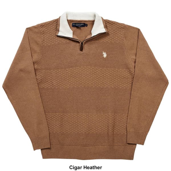 Mens U.S. Polo Assn.&#174; Solid Textured 1/4 Zip Sweater
