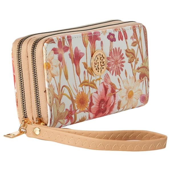 Sasha Flowers Double Zip Around Wristlets