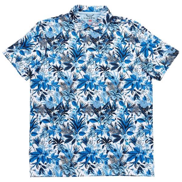 Mens Chaps Super Soft Floral Performance Polo - Biker Blue - image 