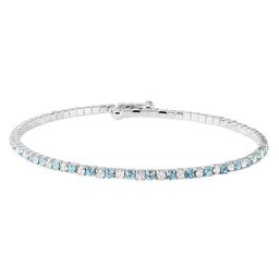 Athra Fine Silver Plated Blue & White Crystal Coil Bracelet