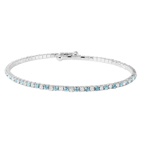 Athra Fine Silver Plated Blue & White Crystal Coil Bracelet