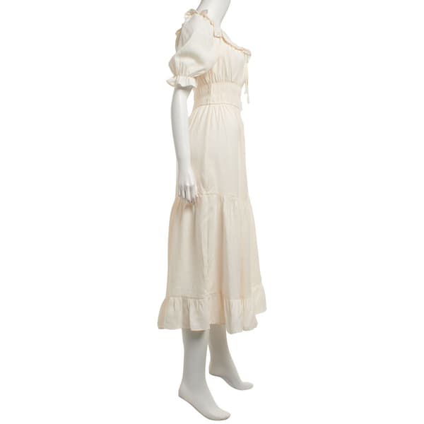 Juniors Trixxi Linen Square Neck Ruffle Trim Midi Dress