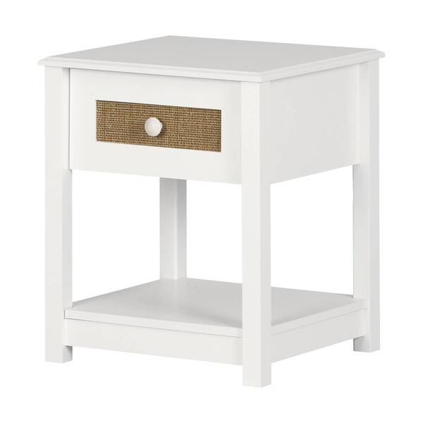 South Shore Balka White and Faux Printed Rattan End Table - image 
