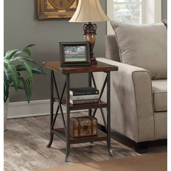 Convenience Concepts Brookline End Table with Shelves - Walnut