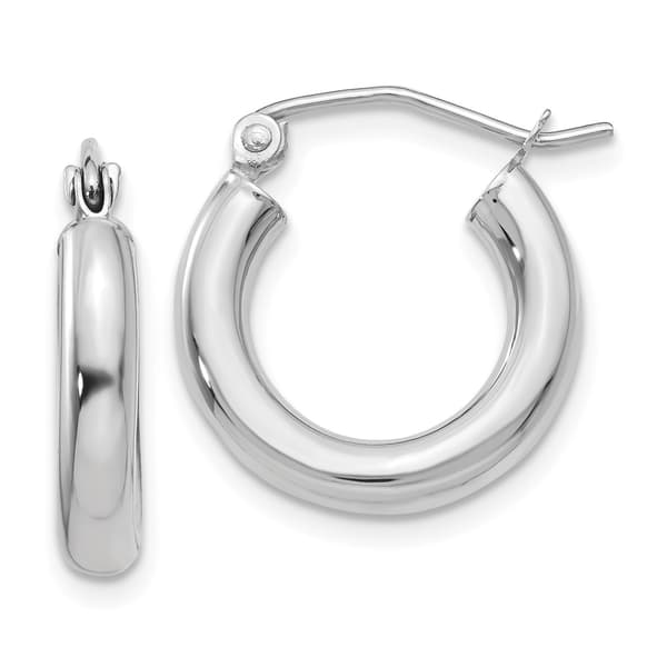 Gold Classics(tm) 14kt. Glossy White Gold 16mm Hoop Earrings - image 