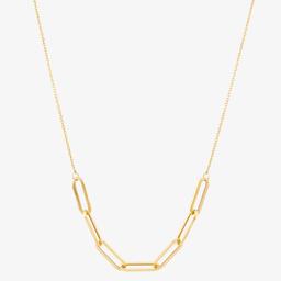 Gold Classics(tm) Paperclip Station Center on Cable Chain Necklace