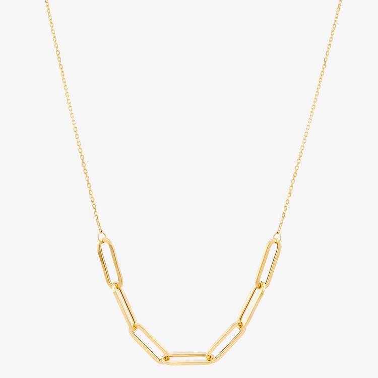 Gold Classics(tm) Paperclip Station Center on Cable Chain Necklace