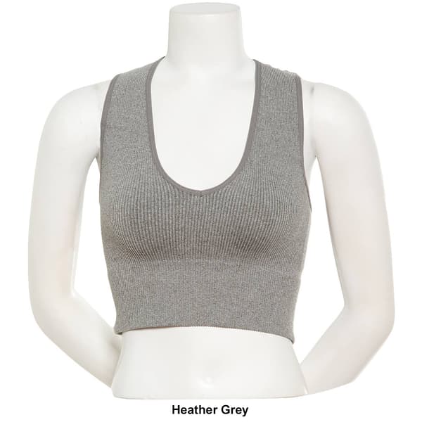 Juniors Poof! Solid Seamless V-Neck Ribbed Tank Top