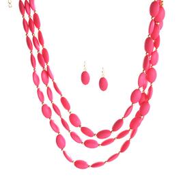 Ashley Cooper&#40;tm&#41; Fuchsia Beaded Necklace & Earrings Set