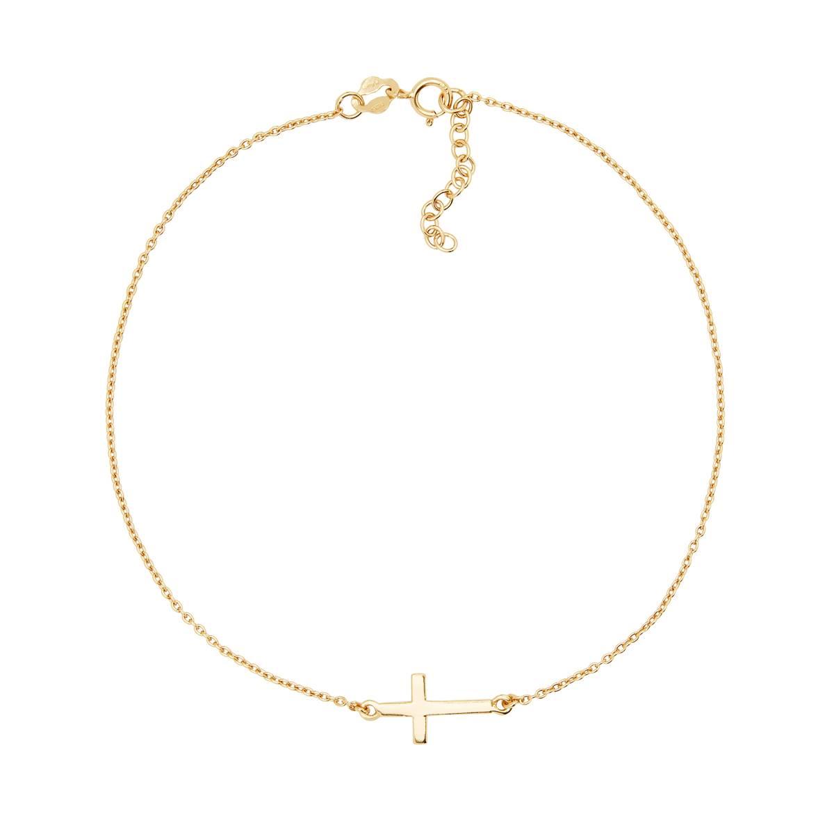 Barefootsies Rose Gold Plated Sideways Cross Anklet,New Products : American Fashion Style Bags On Sale