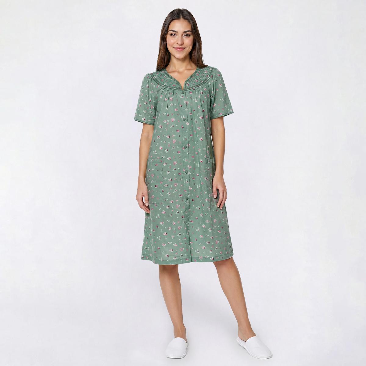 Womens Moon to Noon Short Sleeve Ditsy Floral Trapunto Duster