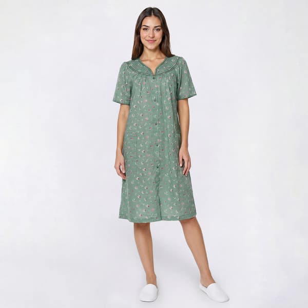 Womens Moon to Noon Short Sleeve Ditsy Floral Trapunto Duster - image 