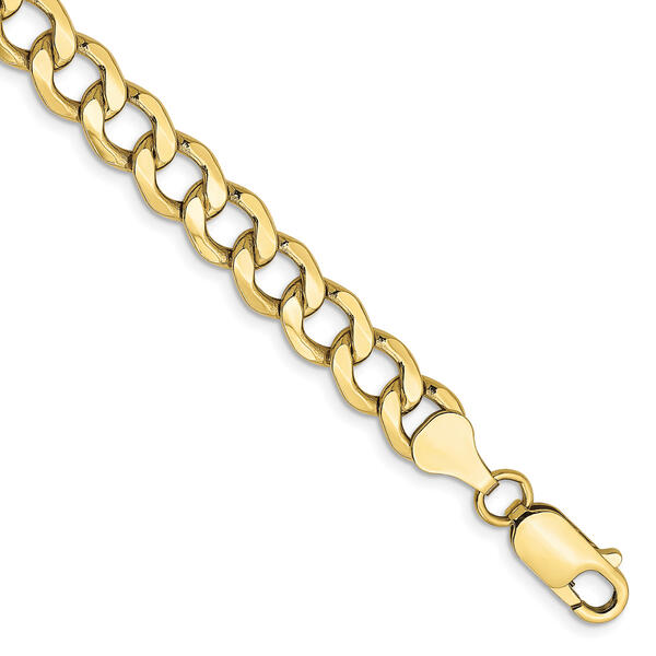 Mens Gold Classics&#40;tm&#41;10kt 7.0mm 9in. Semi-Solid Link Chain Bracelet - image 