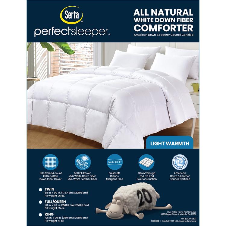 Serta® 300 Thread Count White Down Fiber Light Warmth Comforter