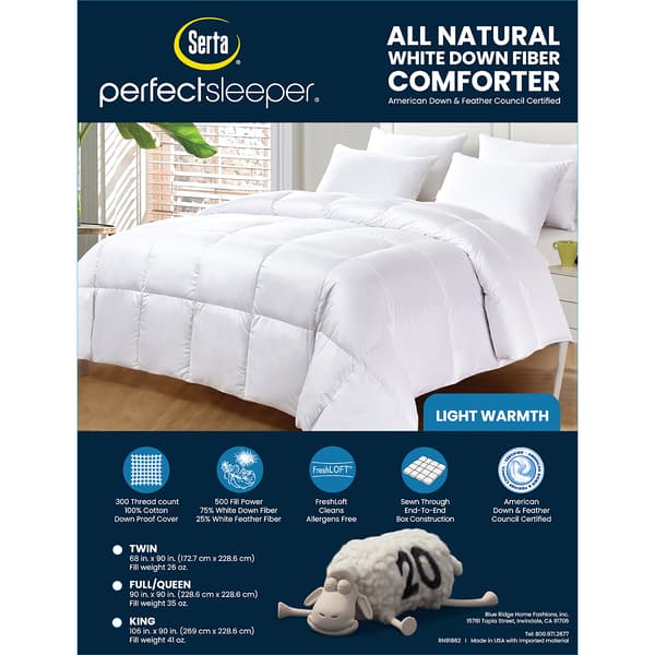 Serta® 300 Thread Count White Down Fiber Light Warmth Comforter